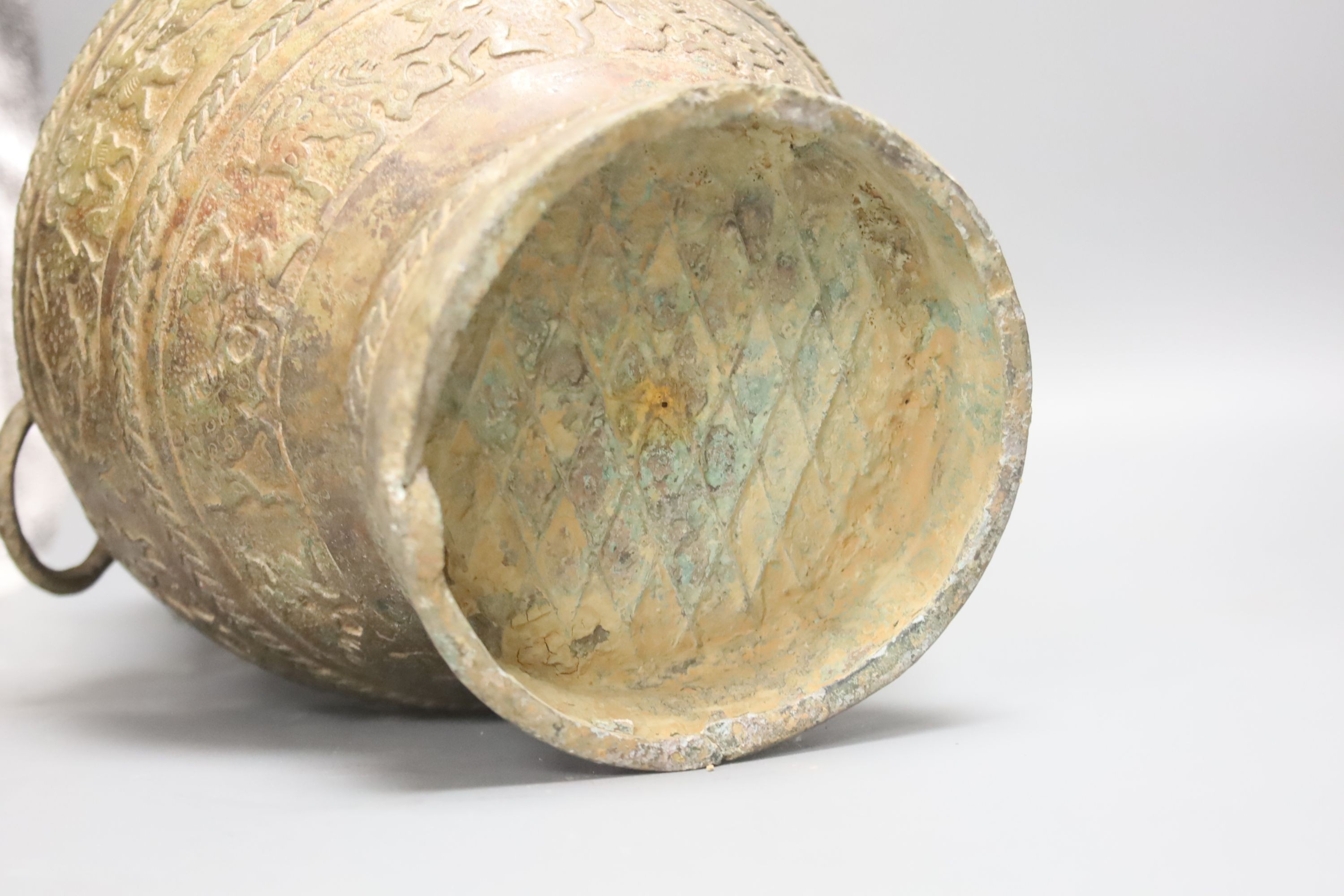 A Chinese cast bronze jar and cover, height 40cm